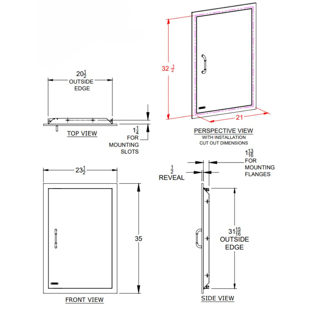Bull 89998 XL Stainless Steel Vertical Access Door w/ Reveal | Buy at Novaselectes