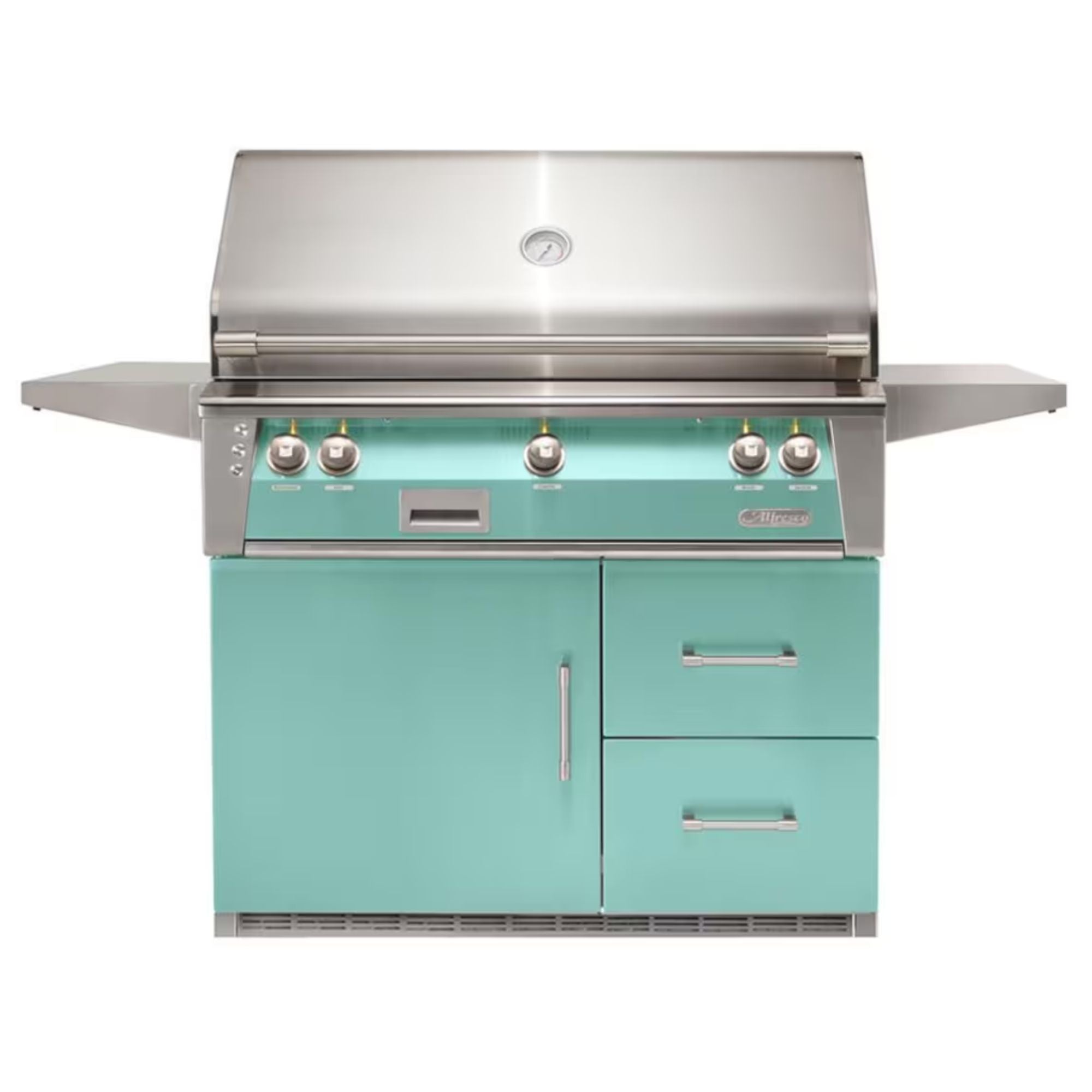 Alfresco 42-Inch Stainless Steel Freestanding Gas Grill w/ Refrigerated Cart, Rotisserie & Sear Zone