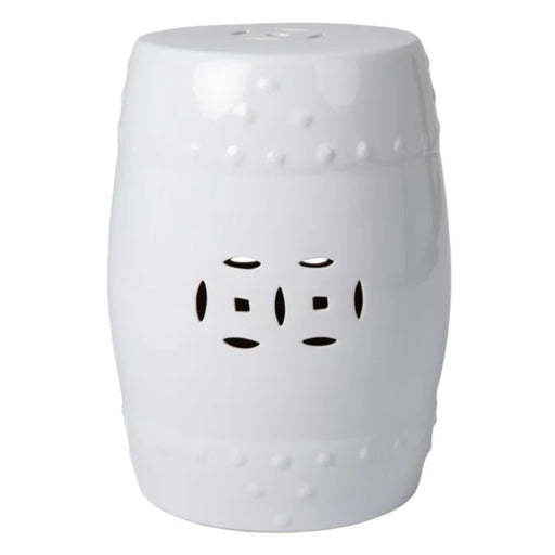 Well Traveled Living Double-Medallion Ceramic Stool in Optic White | Novaselectes