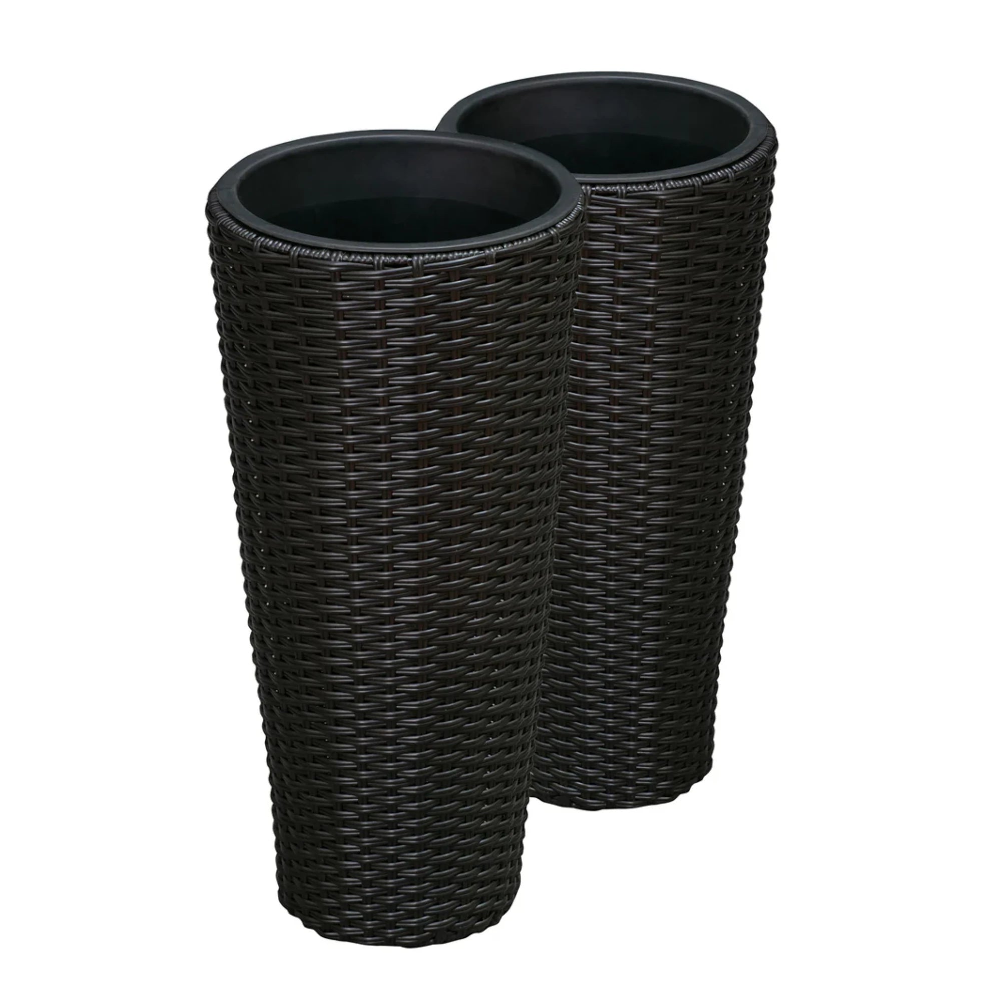 Well Traveled Living Noah Round Wicker Planter 2-piece Set in Black | Novaselectes
