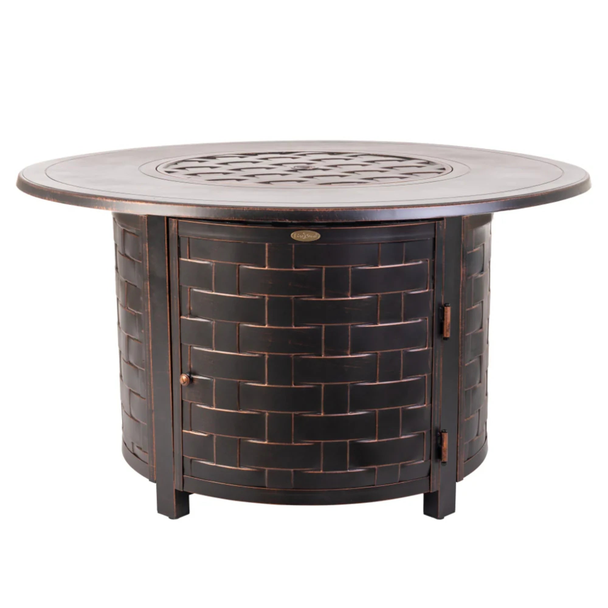 Well Traveled Living Perissa Woven Round Aluminum Propane Fire Pit | Novaselectes