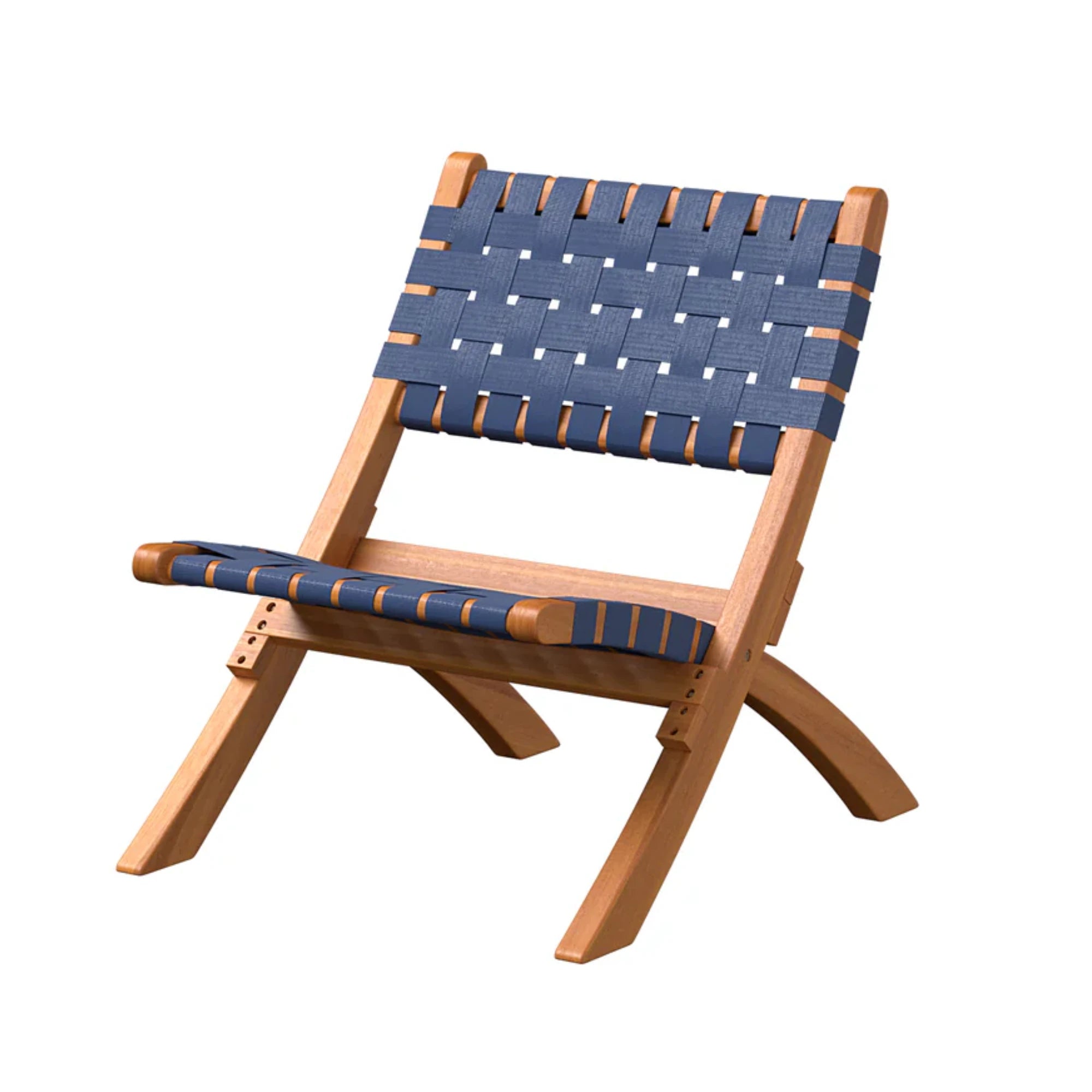 Well Traveled Living Sava Folding Chair in Navy Blue Webbing | Novaselectes