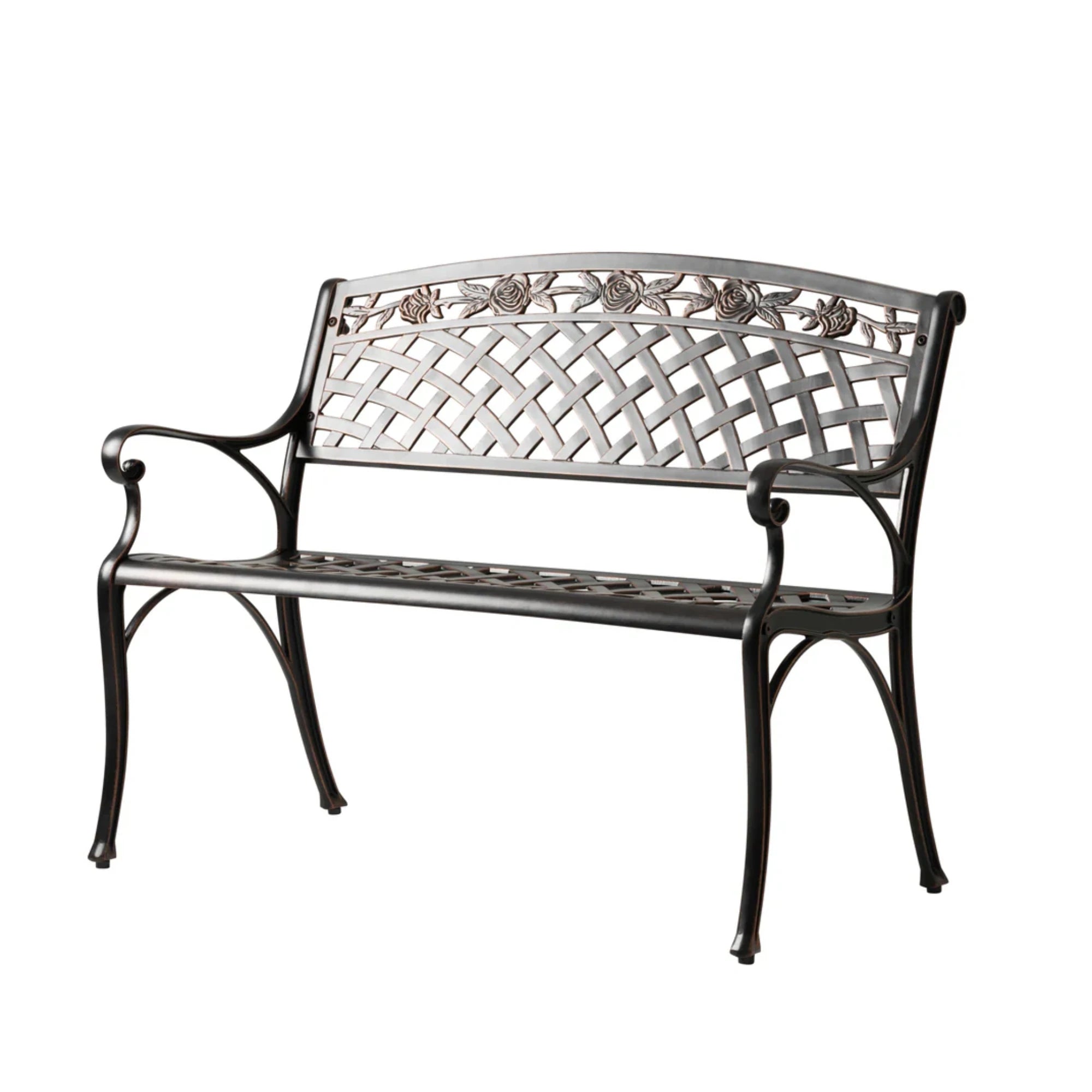 Well Traveled Living Scarlet Aluminum Patio Bench in Antique Bronze | Novaselectes