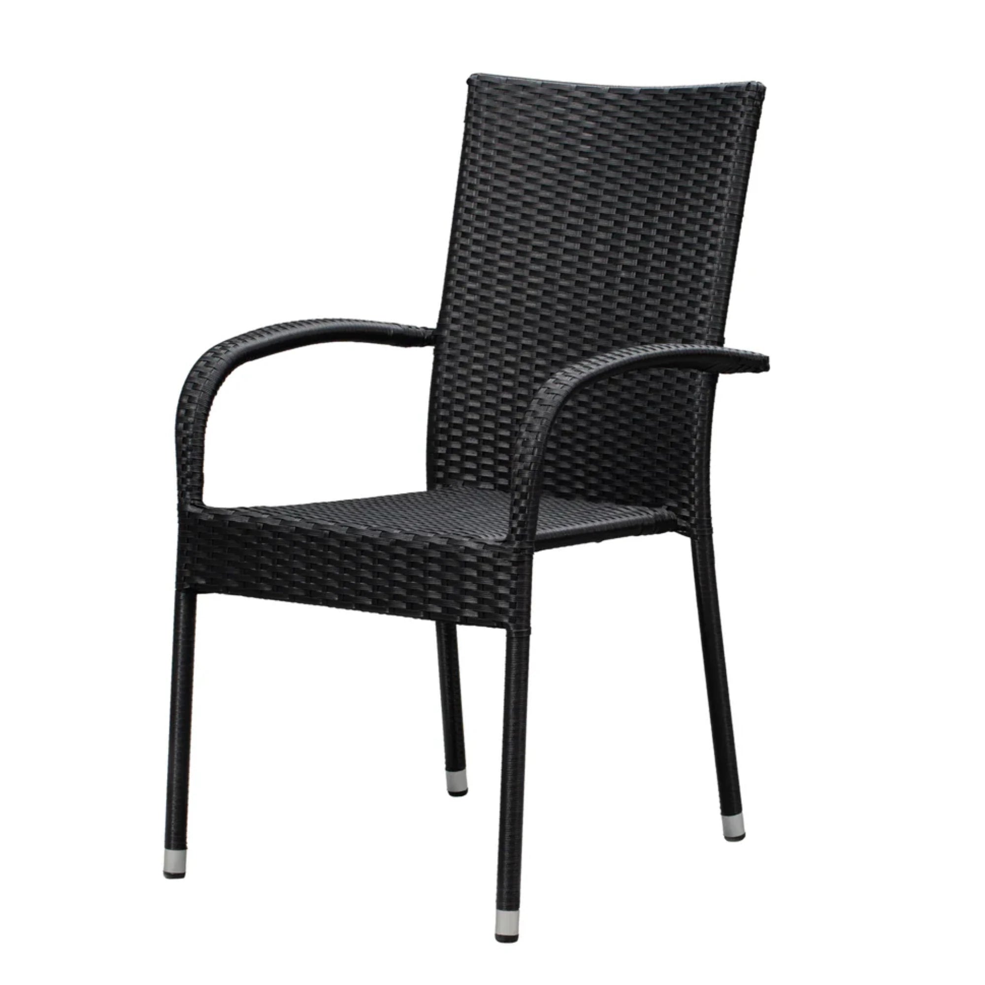 Well Traveled Living Set of 4 Black Morgan Outdoor Wicker Chairs | Novaselectes