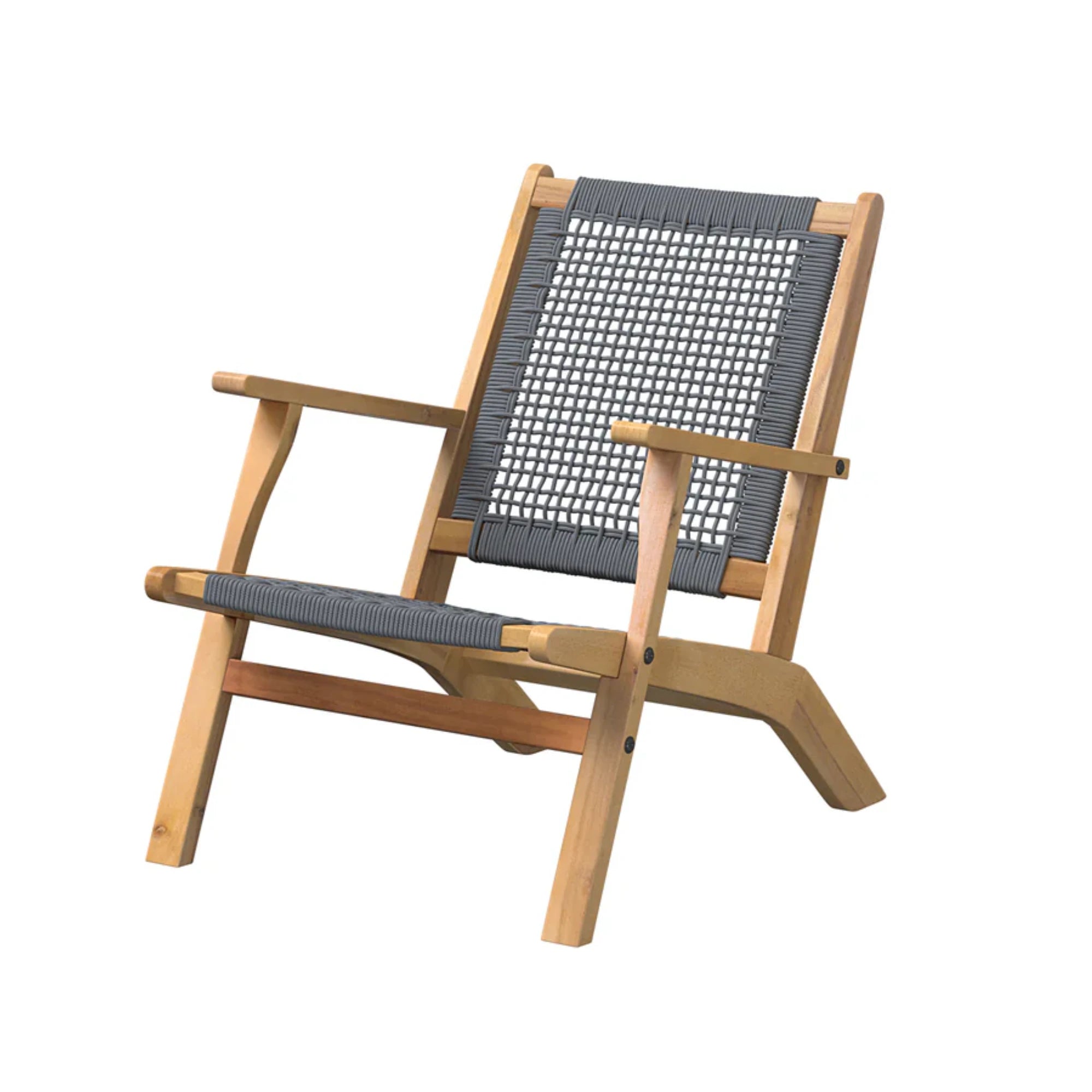 Well Traveled Living Vega Natural Stain Outdoor Chair in Gray Cording | Novaselectes