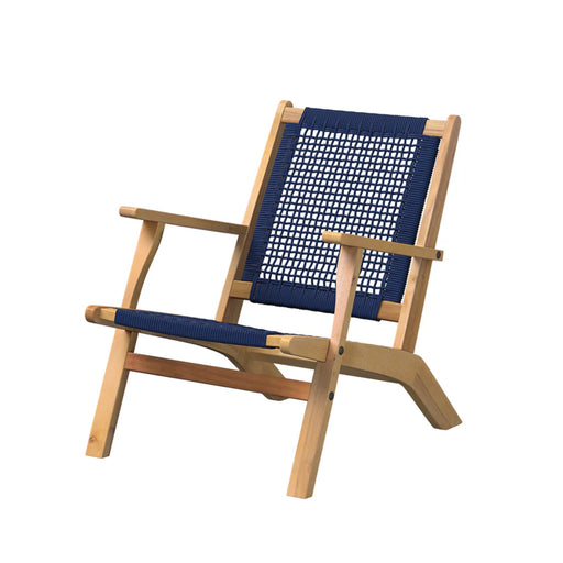 Well Traveled Living Vega Natural Stain Outdoor Chair in Navy Blue Cording | Novaselectes