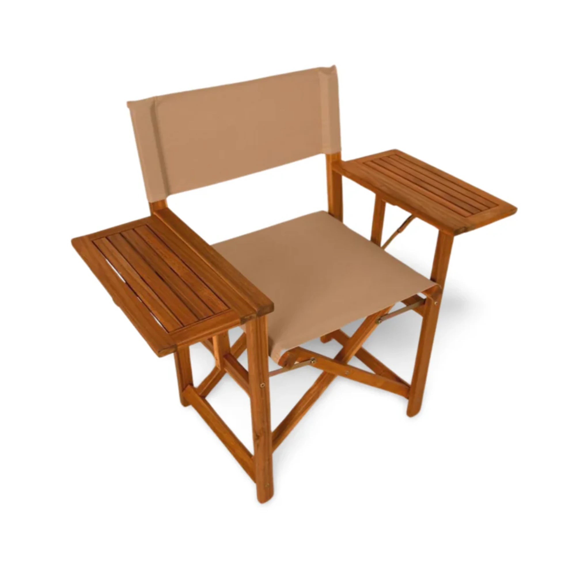Well Traveled Living Walker Outdoor Folding Directors Chair w/ Side Tables | Novaselectes