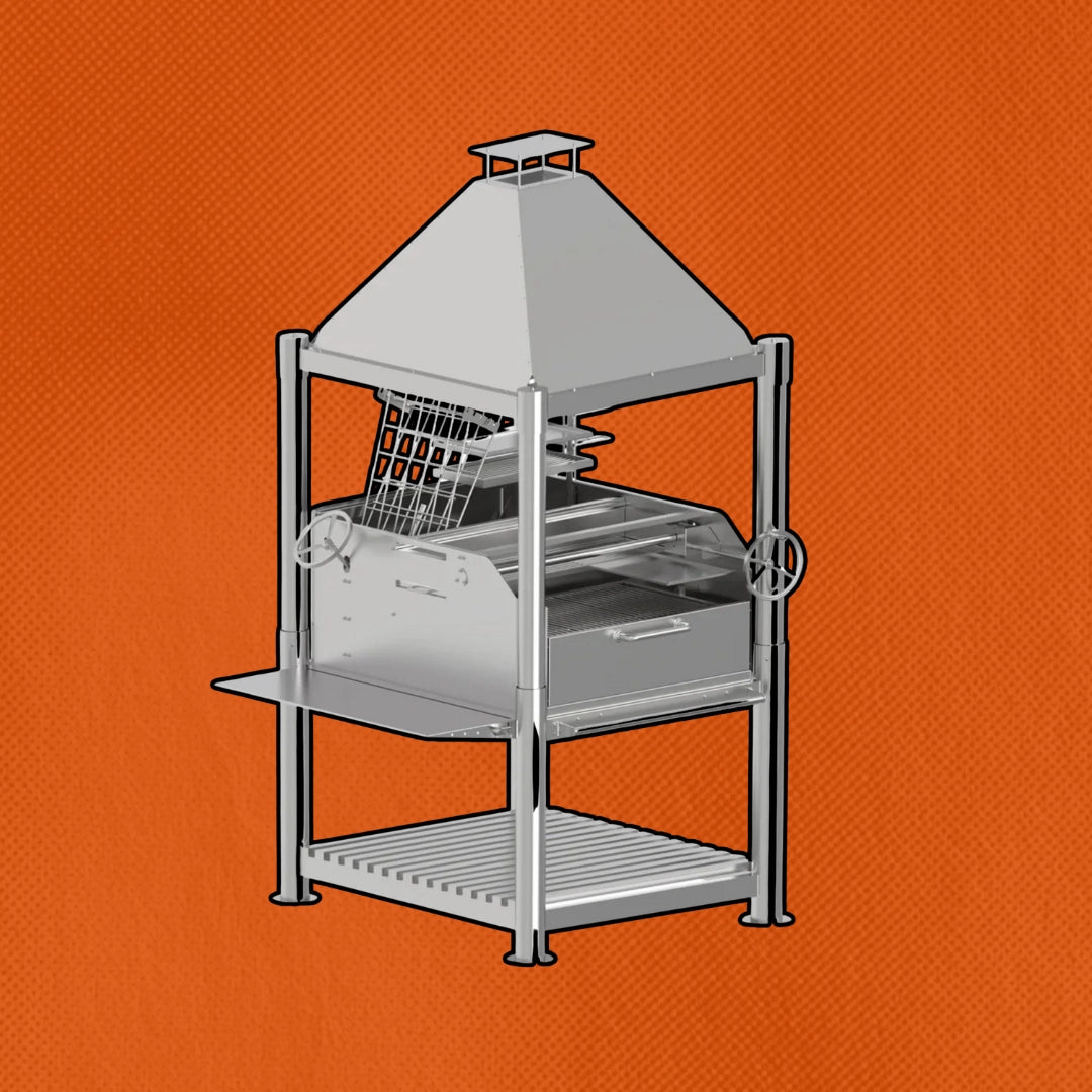 Stainless Steel barbecue grill on an orange background - Save Up to $250 – Tagwood Grills