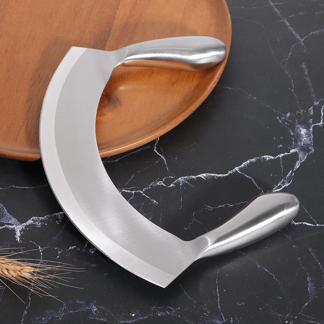 8.5'' STAINLESS STEEL MEZZALUNA KNIFE PIZZA CUTTER Novaselectes