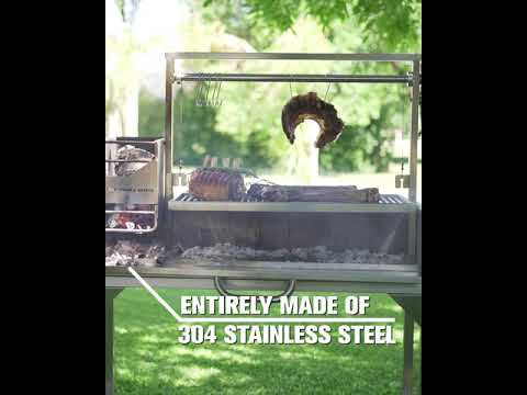Tagwood BBQ03SS Freestanding Santa Maria Argentine Grill With 6" Casters | Novaselectes