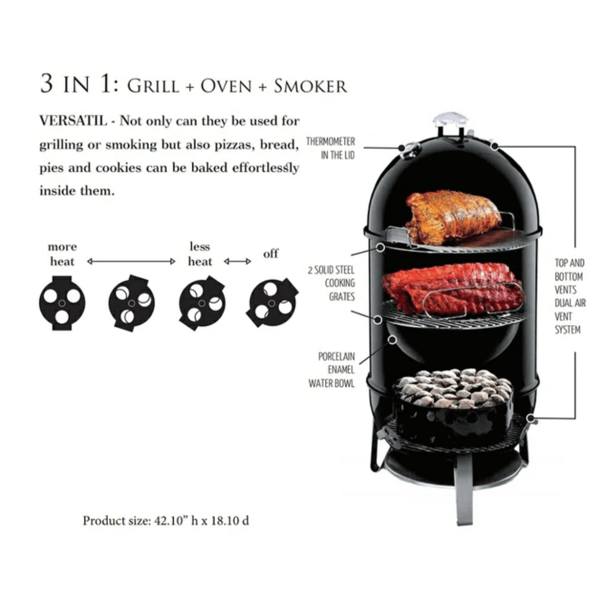 Humos 18-Inch Vertical Charcoal Smoker